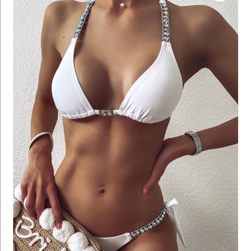 White embellished bikini from mermaids swimwear